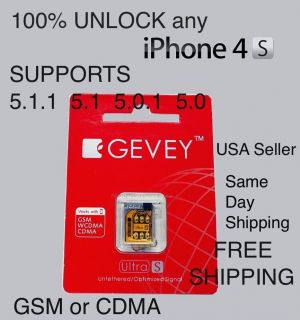 Gevey ULTRA S, UNLOCK IPHONE 4S (CDMA SPRINT, VERIZON, and GSM AT$T 