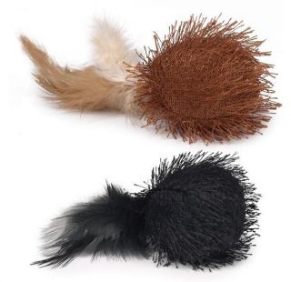 FUZZY FRY BALLS   Feathers Roll Soft Chirping Cat Toys