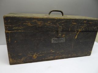   Used Broken Wood Wooden Carpenters Rustic Tool Box Carrying Case NR