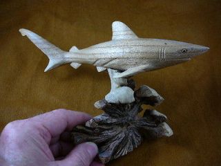   Mako shark love sharks ocean Chinaberry hibiscus WOOD carving figurine