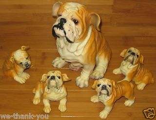 Resin English Bulldog And Puppys Set Of Five In All New Item