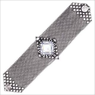   Gutierrez Liquid Metal Mesh X Wide Cuff Bracelet Huge Clear CZ RTB 18
