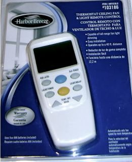 Harbor Breeze Universal Ceiling Fan & Light Remote Control + Receiver 
