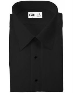 NEW Cardi Black Laydown Collar Flat Front Tuxedo Shirt Microfiber Tux 