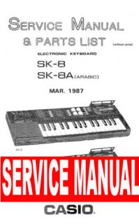 CASIO SK8 SK 8 / CONCERTMATE 800 ** SERVICE Manual