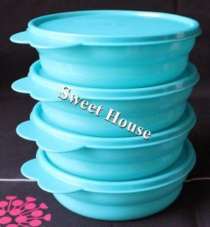 Tupperware Impressions Microwave Cereal Big Wonder Bowl Set of 4 Aqua 