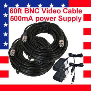 60ft CCTV BNC Video Security Camera Cable w/ Power