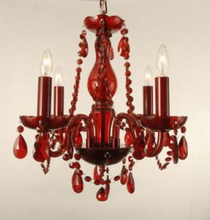 ALL RED CHANDELIER LIGHTING CRYSTAL 17 X 17 4LTS LIGHTING CEILING LAMP 