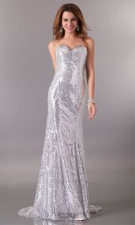 Charming Fitted Sexy Sequins Slim Mermaid Prom Party Gown Evening Long 