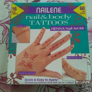 NEW Henna Nail & Body Hand Foot Temporary Art KIT 76 Tatoos Nailene 