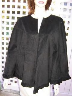 ANN TAYLOR LOFT Sueded Black Leather Lined Cape/Poncho (8) NEW