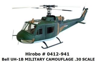 Hirobo # 0412 941 UH 1B MILITARY CAMOUFLAGE .30 Scale Heli FACTORY 