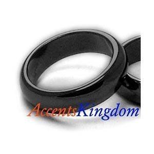 6mm Black Magnetic Hematite Dome Ring Band Size 6  12