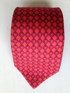 Superb HERMES silk twill tie red loose ring horse bit motif pattern 