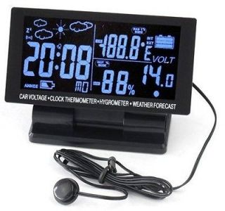 LCD Screen Digital Clock Car Thermometer Hygrometer Voltage Weather 