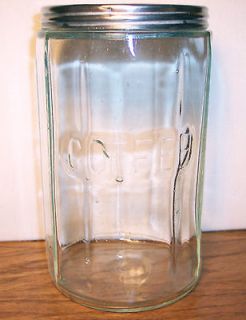   DEPRESSION GLASS HOOSIER 7 COFFEE AND TEA JAR CANISTER PANELED