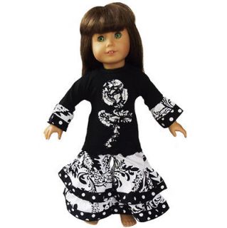 AnnLoren 2 piece DAMASK Outfit fits AMERICAN GIRL DOLL