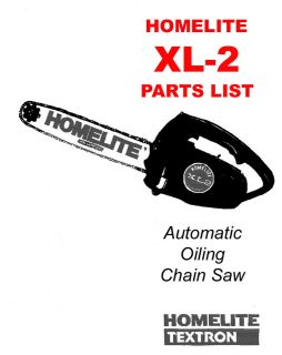 HOMELITE XL 2 CHAIN SAW PARTS LIST / Parts Manual / IPL