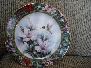   HUMMINGBIRD TREASURY RUBY THROATED HIBISCUS PLATE A+ COLLECTOR 1992