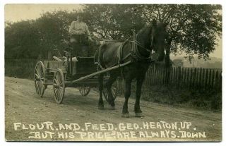 RP Post Card Flour & Feed Horse Drawn Wagon Ohio