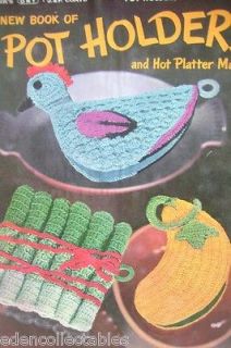 Vtg 50s Novelty Pot Holders Hot Plate Crochet Patterns Fruits Veggies 