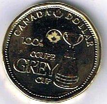     CFL 100th GREY CUP LOONIE $1.00 COIN FROM MINT ROLL UNCIRCULATED