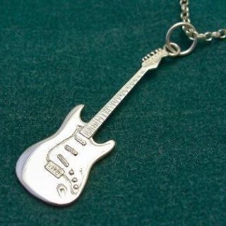 Silver Squire Stratocaster miniature guitar on necklace