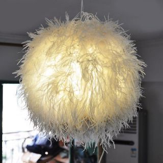 Fluffy White Ostrich Feather lampshade lantern