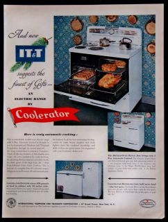 Coolerator Electric Range Stove IT&T Magazine Ad 1951