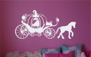 Pumpkin Carriage Fairytale Wall Quote Girls Nursery Decor Decal