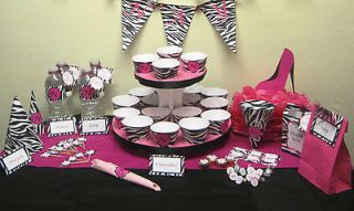 Deluxe Printable Party Decorations   Hot Pink Diva Zebra Theme / Sweet 