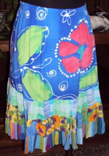 Jams World Short Tiered Skirt Hattie Floret XS Elastic Waist Rayon 