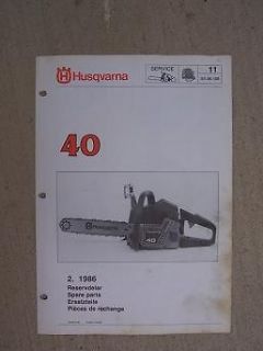 1986 Husqvarna Chain Saw Model 40 Spare Parts Manual SX86.109 