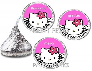 Hot Pink Zebra Print Hello Kitty Birthday Party Candy Wrappers Favors 