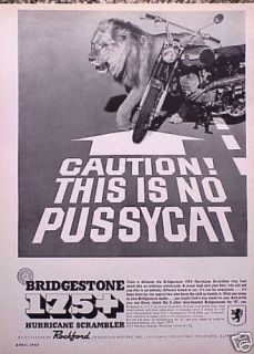 1967 Bridgestone Hurricane Scrambler Bike ORIGINAL Ad