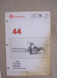 1983 Husqvarna Chain Saw Model 44 Spare Parts Manual List 