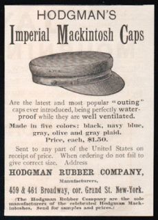 Rubber Imperial Mackintosh Caps 1891 Hat Original Antique AD Hodgman 