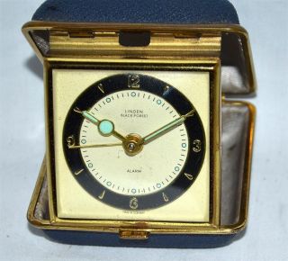 Vintage Linden Black Forest Wind Up Travel Alarm Clock Made in Germany