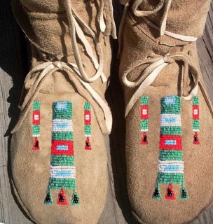 Custom Made Rendezvous 3 Row Beaded Plains Moccasins Elk Rider Trading 