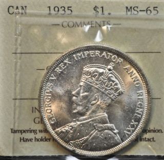1935 Canada $1 Silver Dollar ICCS graded MS 65