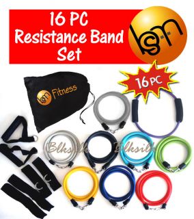16 PC RESISTANCE BANDS P90X or ANY FITNESS PROGRAM