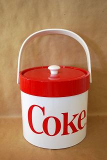 Red and White COCA COLA / COKE Plastic Insulated Ice Bucket with lid