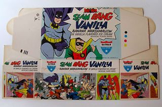   1966 Unused Batman & Robin still flat Ice Cream Half Gal. Containers