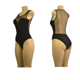 CELEBRITY STYLE Mesh Insert Sheer Heart Cleavage Bodysuit with Leg 