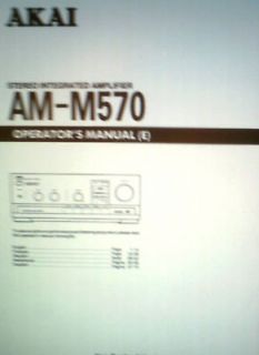 AKAI AM M570 STEREO INTEGRATED AMPLIFIER OPERATORS MANUAL BOOK BOUND 
