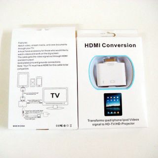 Dock to HDMI adapter AV Video to HDTV USB cable for iPad2 3 iPhone 4 