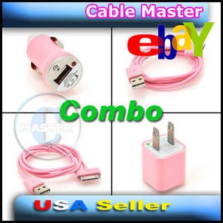   AC 1A POWER ADAPTER CAR CHARGER iPOD TOUCH iPHONE 3G 4 4G S *USB CABLE