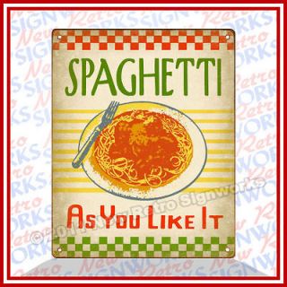 Vintage Spaghetti SIGN Italian Food Plate Meatballs Kitchen Restaurant 