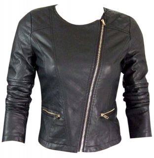 collarless leather jacket in Coats & Jackets