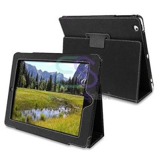 For iPad 2 Gen Leather Case With Stand   Black Cover